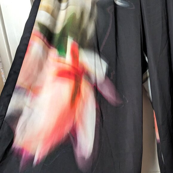 Alembika Boutique Black Floral Aquarelle Printed Wide Leg Pants Size 5 US XL - Picture 4 of 10